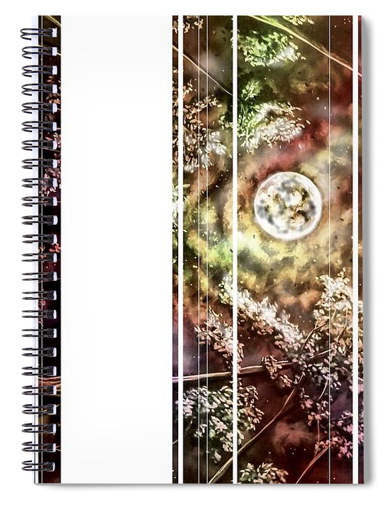 Night Spiral Notebook featuring the mixed media Midnights Garden by Joel Tesch