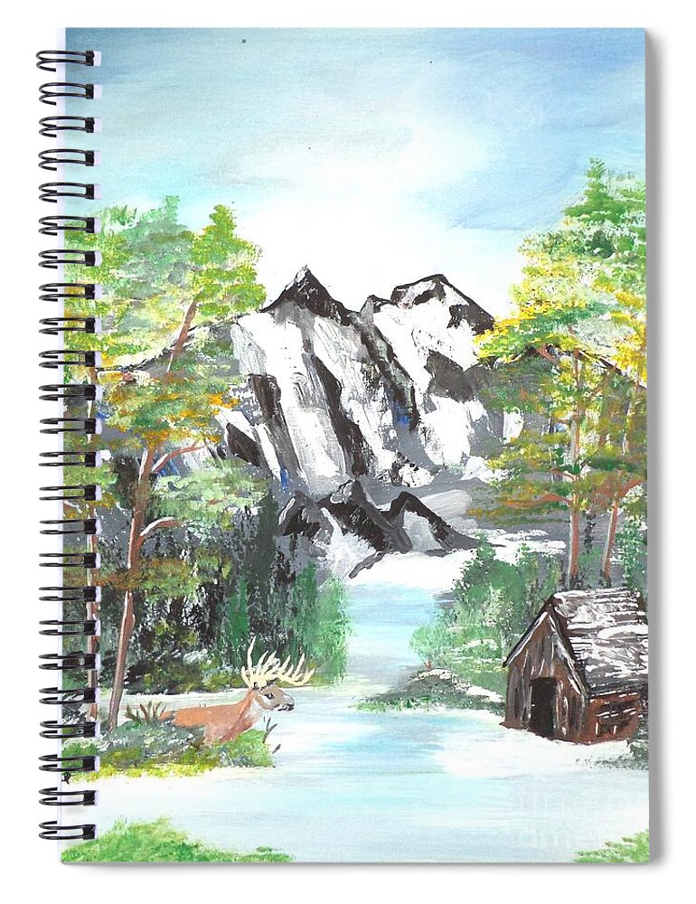 Donnsart1 Spiral Notebook featuring the painting Mighty Buck Painting #229 by Donald Northup