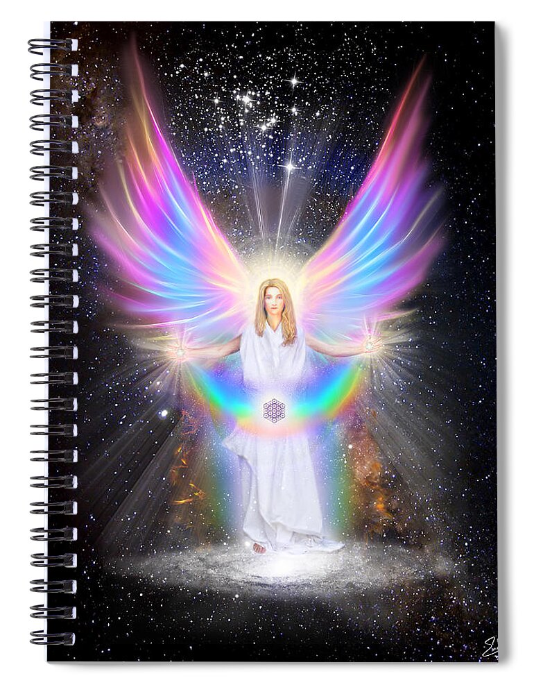 Endre Spiral Notebook featuring the digital art Milky Way Angel by Endre Balogh