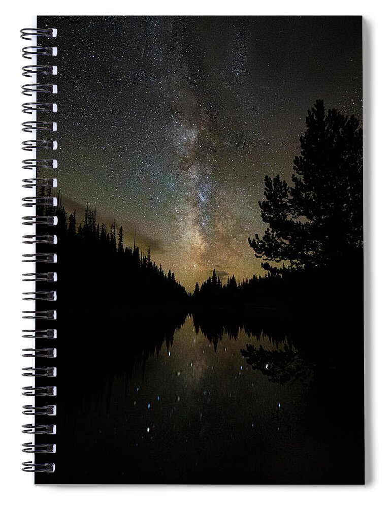 Astrophotography Spiral Notebook featuring the photograph Milky Way at Lake Irene by Zev Steinhardt