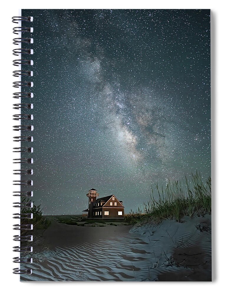  Spiral Notebook featuring the photograph Milky Way over Outer Banks by Minnie Gallman