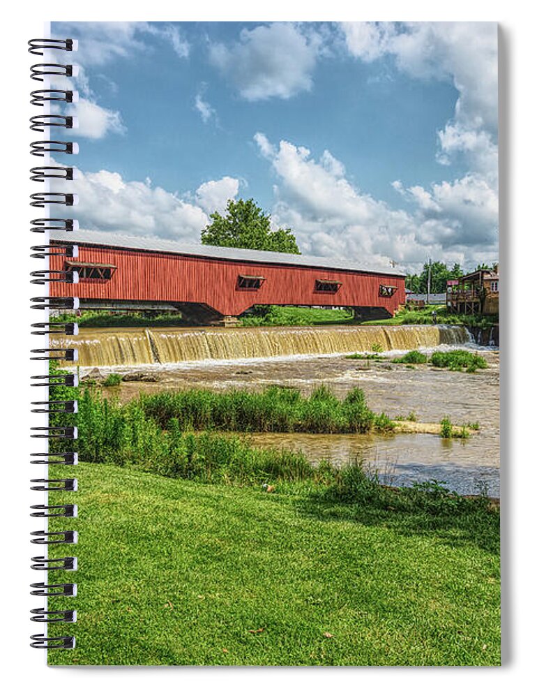 Bridgeton Spiral Notebook featuring the photograph Mill And Bridgeton Bridge by Jennifer White