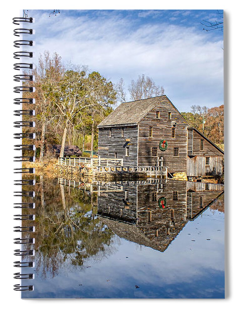 Reflection Spiral Notebook featuring the photograph Mill holiday reflection by Rick Nelson