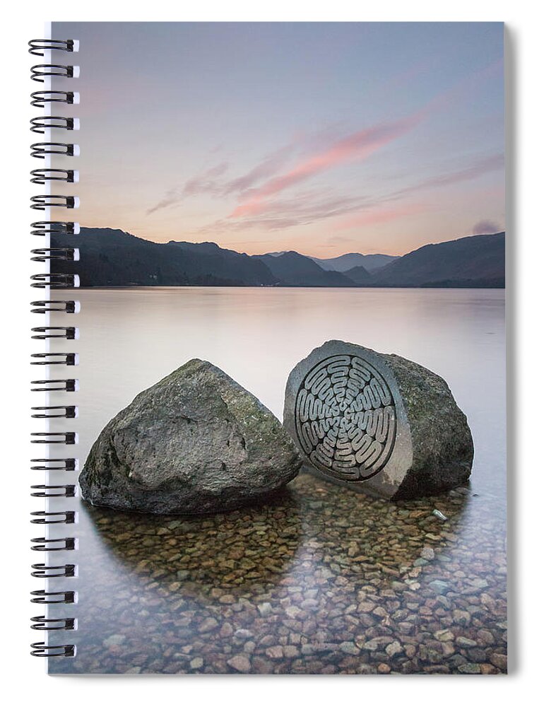 Millennium Stone Spiral Notebook featuring the photograph Millennium Stone - Derwent Water by Anita Nicholson