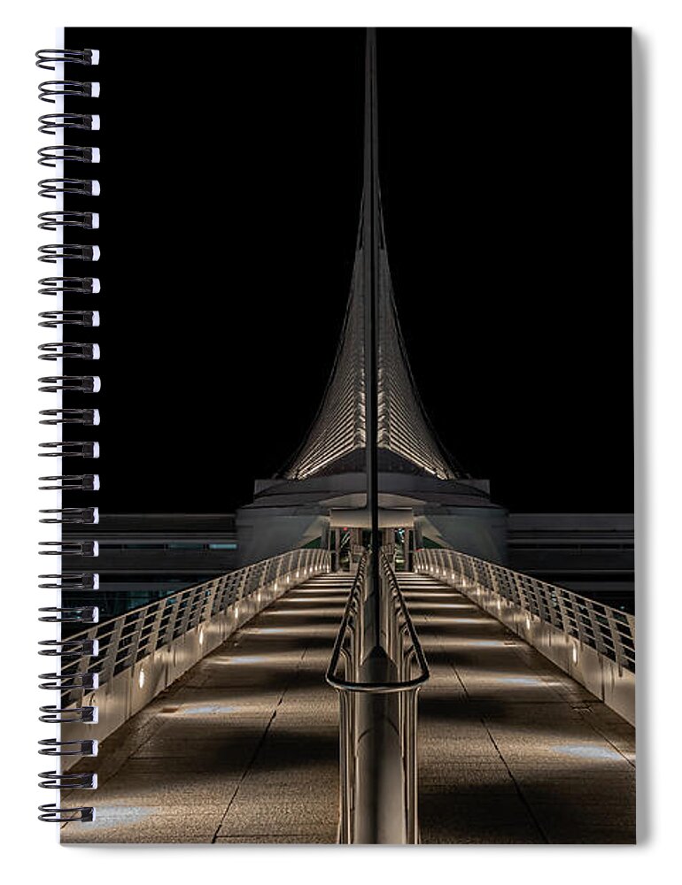 Reiman Pedestrian Bridge By Santiago Calatrava Spiral Notebook featuring the photograph Milwaukee Art Museum Walkway by James Meyer