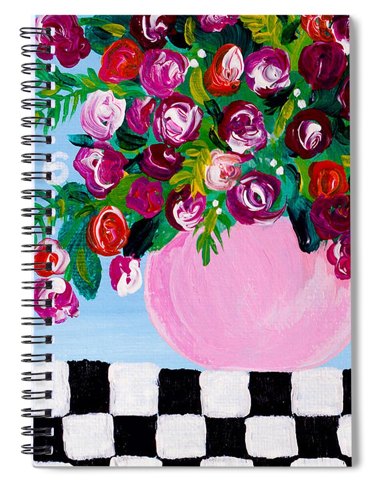Floral Bouquet Spiral Notebook featuring the painting Mini Check 2 by Beth Ann Scott