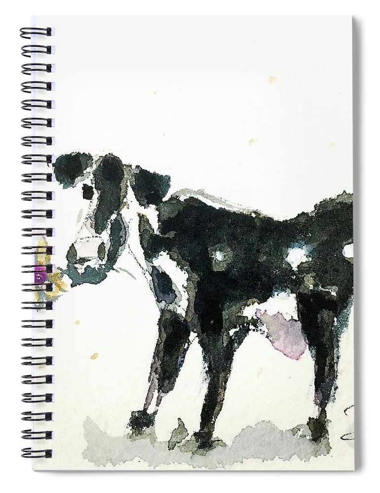 Cow Spiral Notebook featuring the painting Mini Cow 3 by Roxy Rich