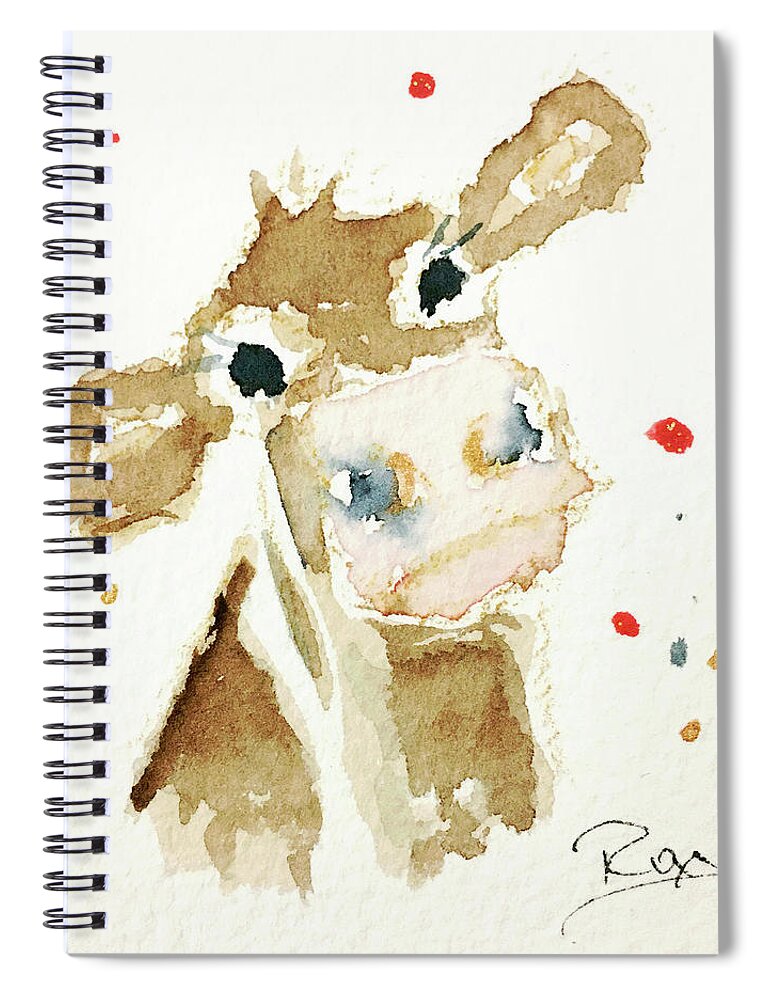 Cow Spiral Notebook featuring the painting Mini Cow 4 by Roxy Rich