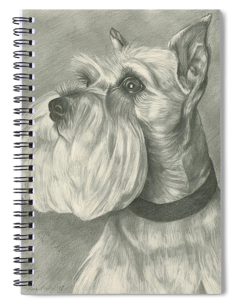 Mini Spiral Notebook featuring the drawing Miniature Schnauzer by Lena Auxier
