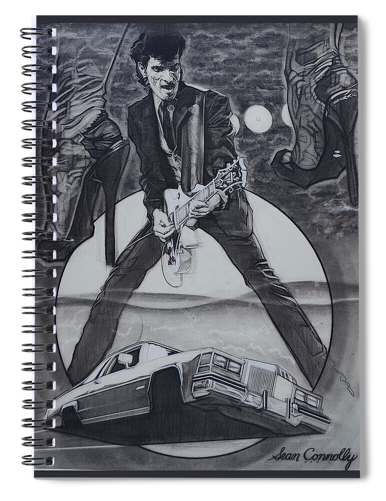 Charcoal Pencil Spiral Notebook featuring the drawing Mink DeVille by Sean Connolly
