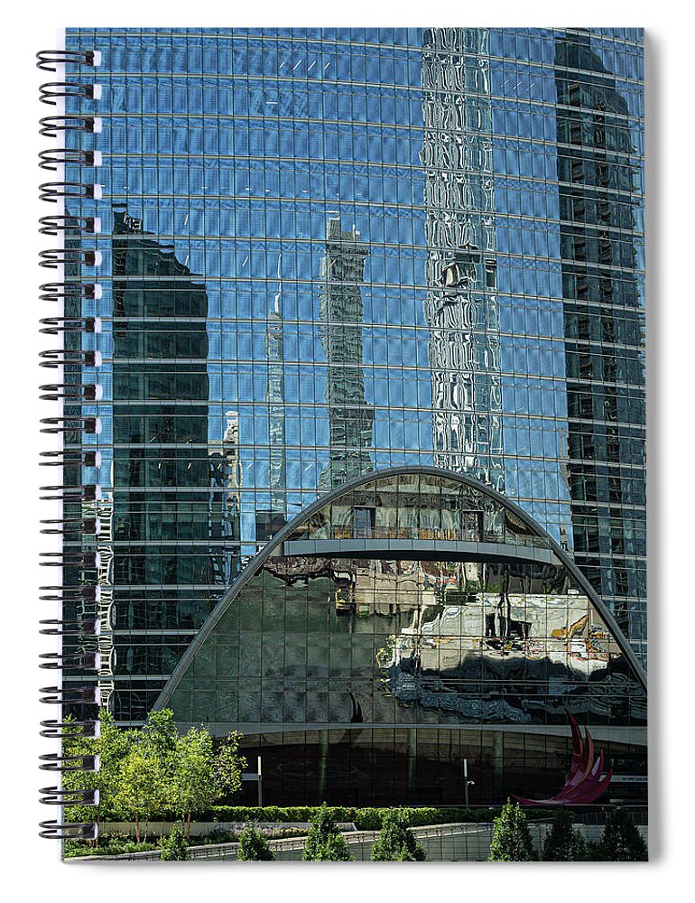 Mirrored Building - Chicago Spiral Notebook featuring the photograph Mirrored Building - Chicago by David Morehead