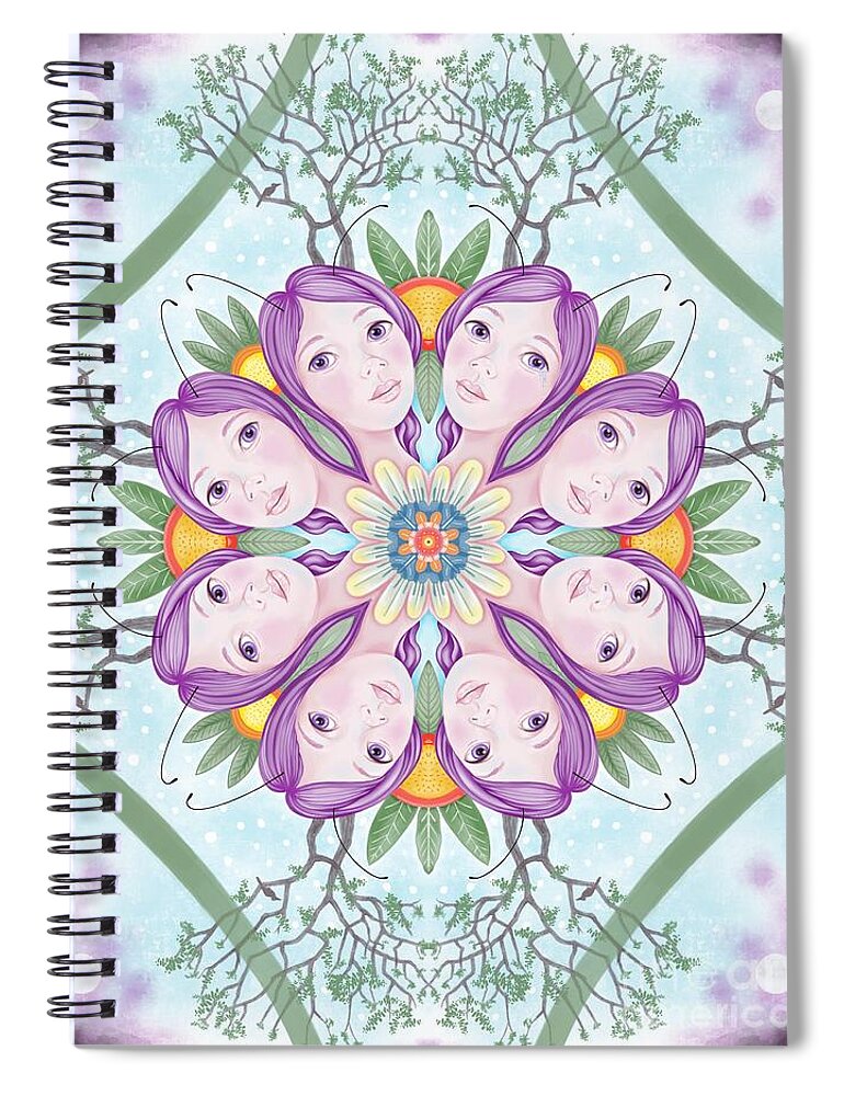 Fantasy Spiral Notebook featuring the digital art Miss Violet Kaleidoscope by Valerie White