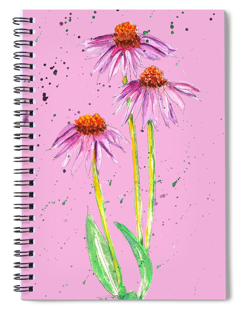 Cone Flower Spiral Notebook featuring the painting Missouri Cone Flower by Petra Stephens