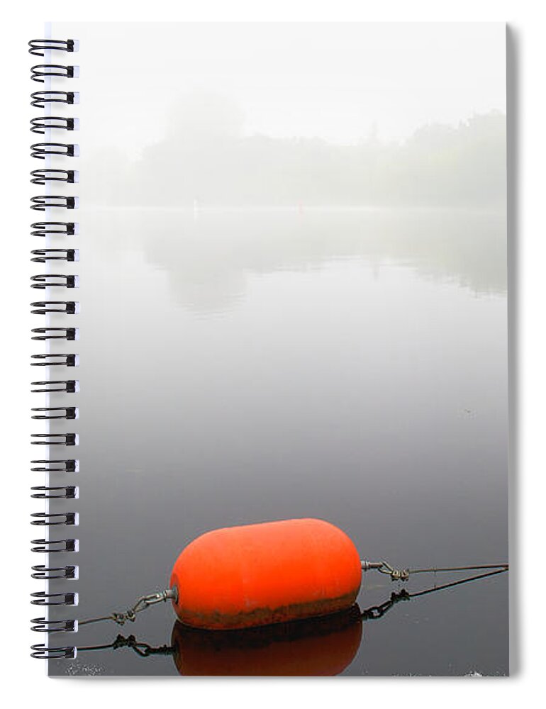 Mist Spiral Notebook featuring the mixed media Mist on the Water by Moira Law