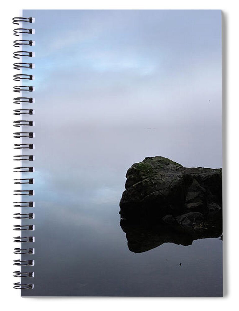 Misty Spiral Notebook featuring the photograph Mist over Derwent Water by Bryan Attewell