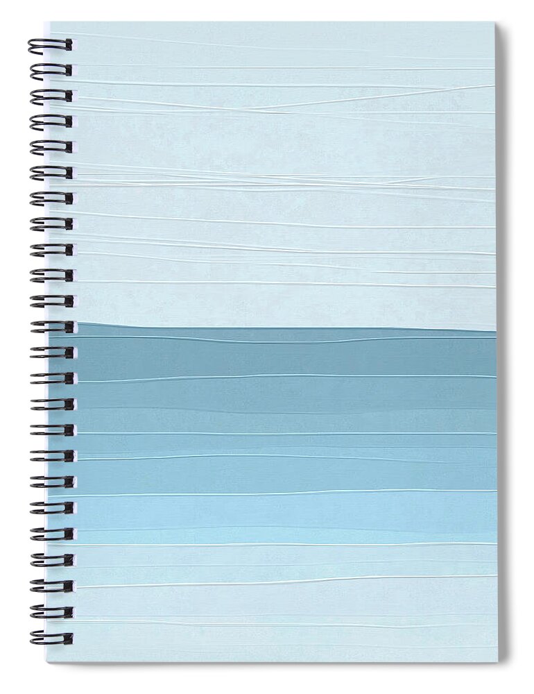 Abstract Spiral Notebook featuring the painting Misty Beach - Pastel Blue Abstract Landscape Painting by iAbstractArt