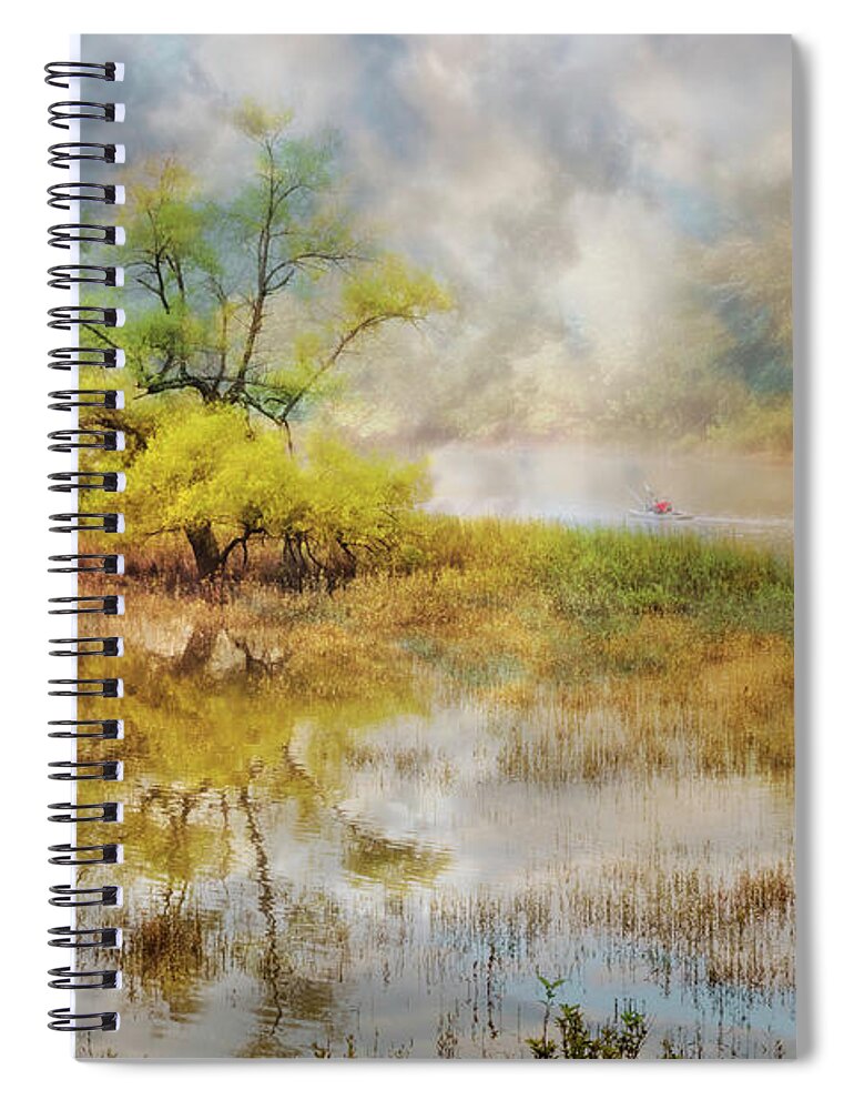 Boats Spiral Notebook featuring the photograph Misty Morning by Debra and Dave Vanderlaan