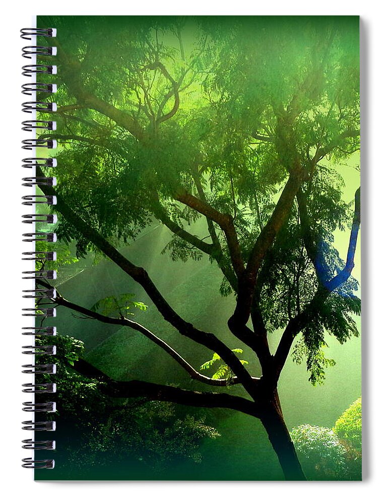 Green Spiral Notebook featuring the photograph Misty Morning by VIVA Anderson
