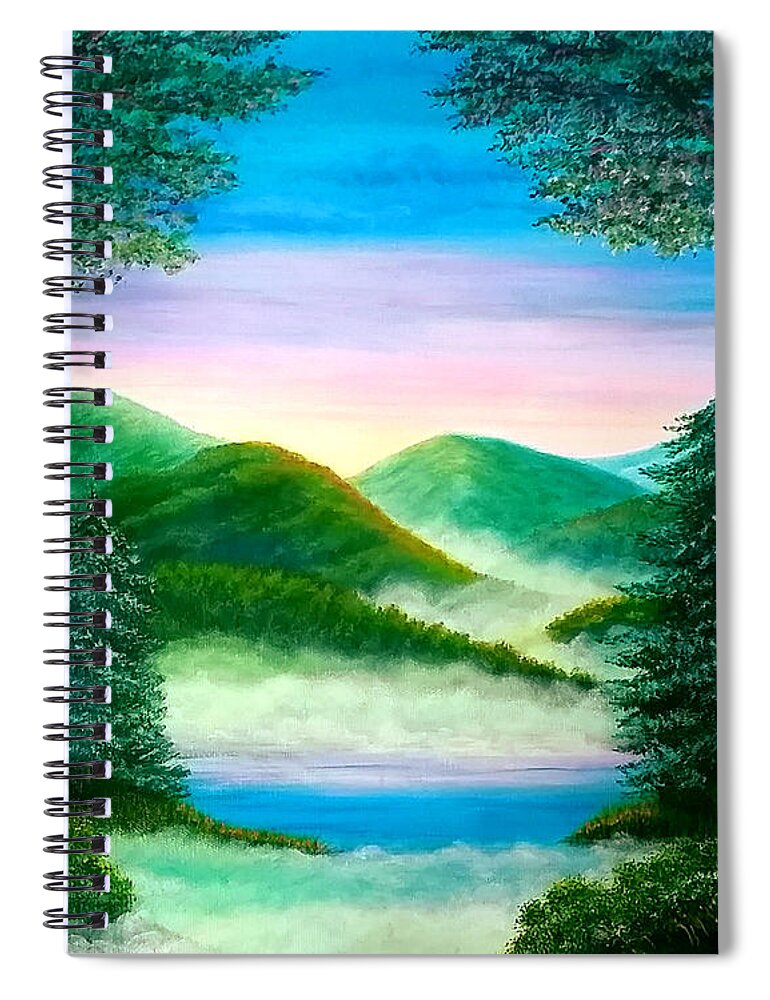 Adirondack Spiral Notebook featuring the painting Misty Mountains by Sarah Irland