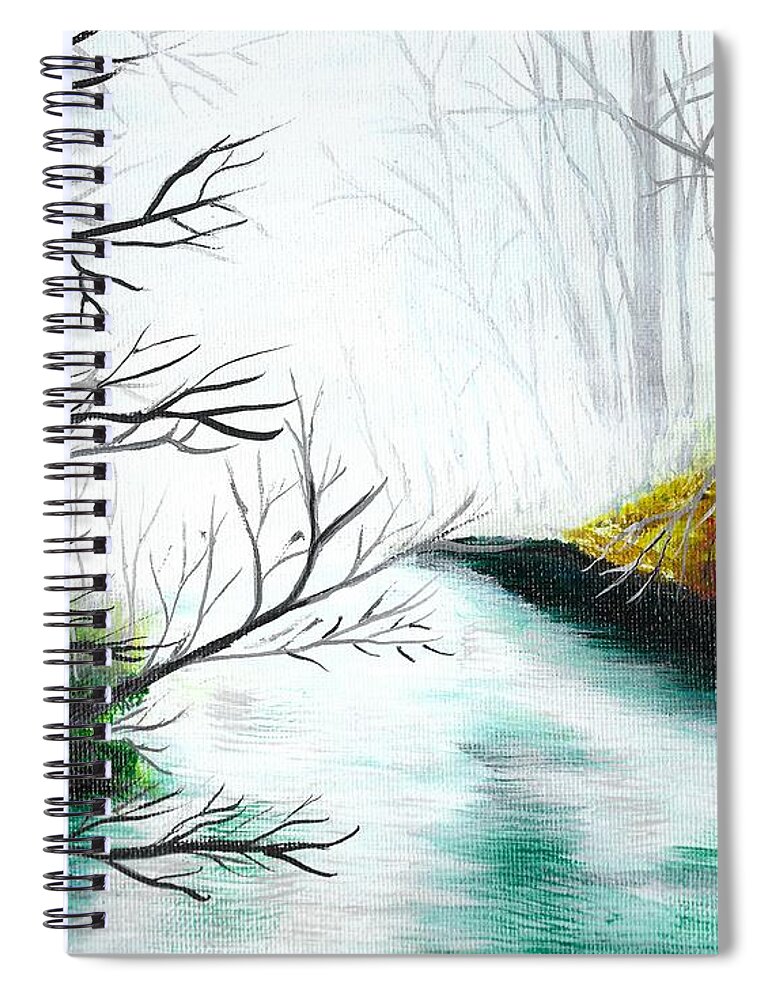 Mist Spiral Notebook featuring the painting Misty river by David Bigelow