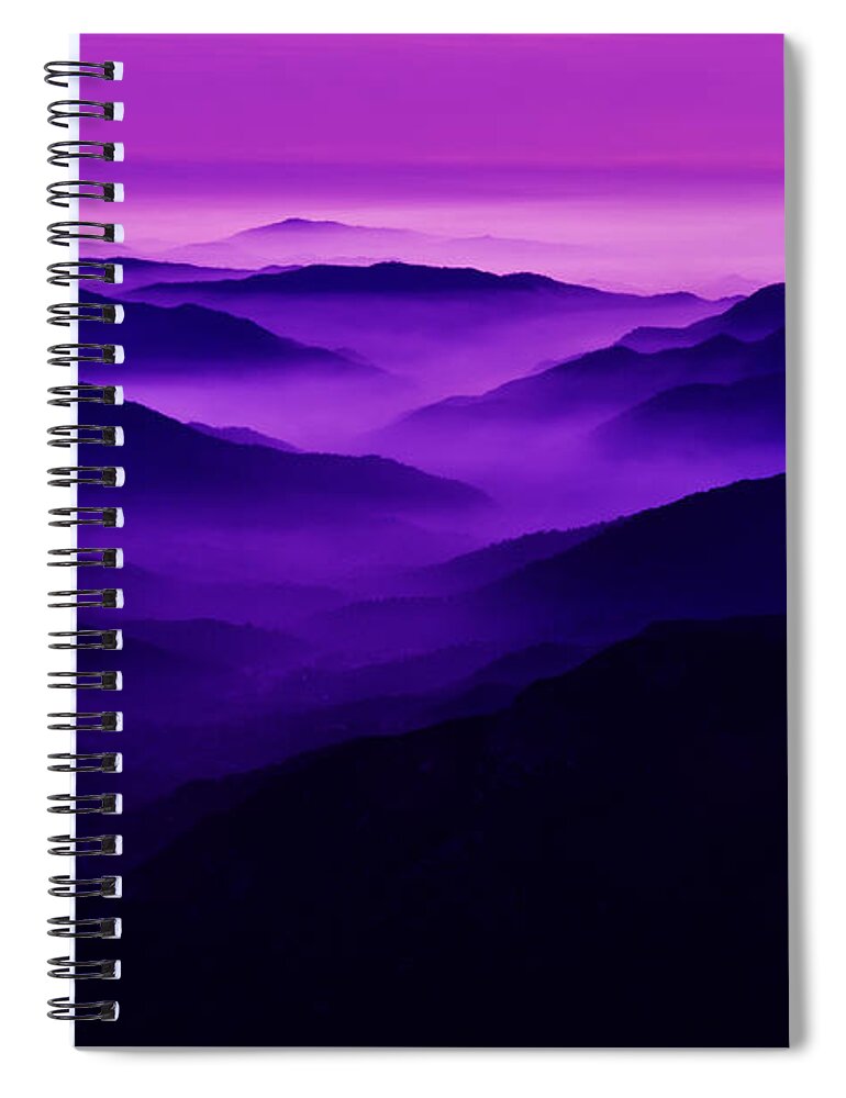 Valley Fog Spiral Notebook featuring the photograph Purple Mist -- Fog-Filled Valley in the Sierra Nevada Foothills, California by Darin Volpe