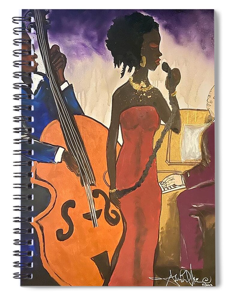  Spiral Notebook featuring the painting Mo JAZZ by Angie ONeal