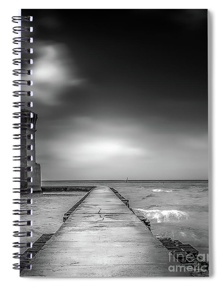 Sea Spiral Notebook featuring the photograph Moat in Black and White by Bill Frische