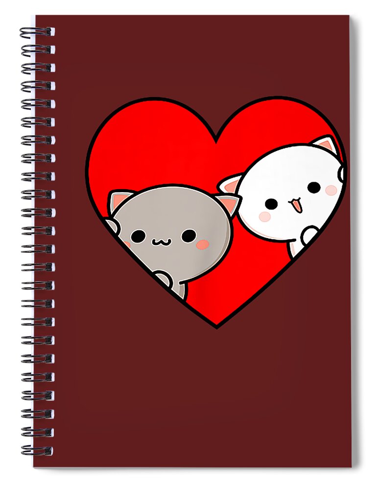 Mochi Peach Cat Goma Cats In Your Heart Valentines Kittens Spiral Notebook  by Batyrz Abby - Fine Art America