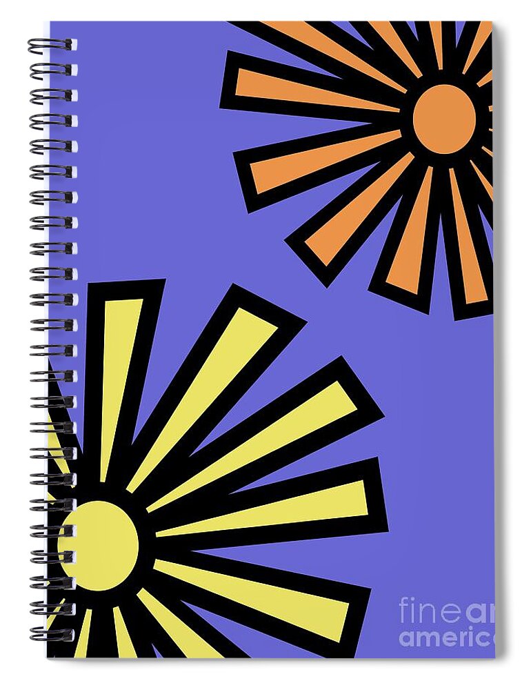 Mod Spiral Notebook featuring the digital art Mod Flowers 4 on Twilight by Donna Mibus