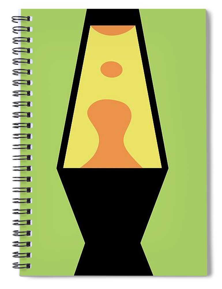 Mod Spiral Notebook featuring the digital art Mod Lava Lamp on Green by Donna Mibus