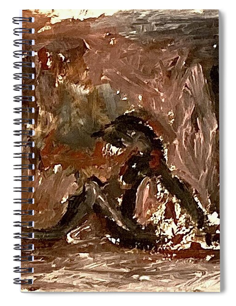 Model Spiral Notebook featuring the painting Model sitting on the floor III by David Euler