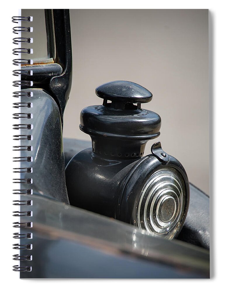 Model T Spiral Notebook featuring the photograph Model T headlamp by M Kathleen Warren