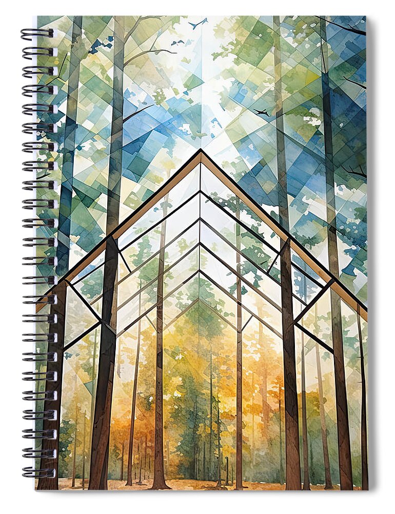 Mid Century Art Spiral Notebook featuring the painting Modern A Frame Rhythm - Mountain Retreat Art by Lourry Legarde
