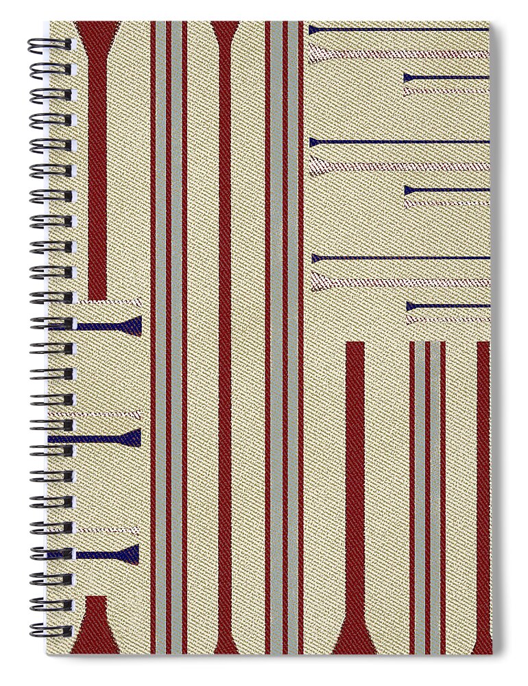Stripe Spiral Notebook featuring the digital art Modern African Ticking Stripe by Sand And Chi