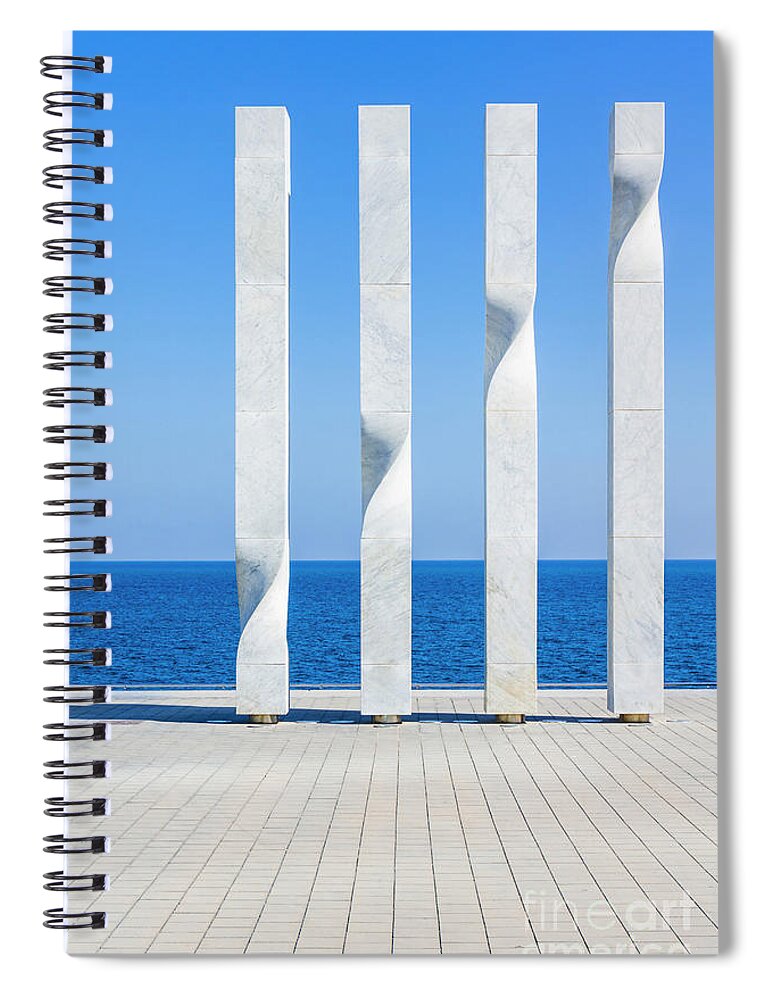 Four Posts Spiral Notebook featuring the photograph Modern art sculpture, Barcelona by Neale And Judith Clark