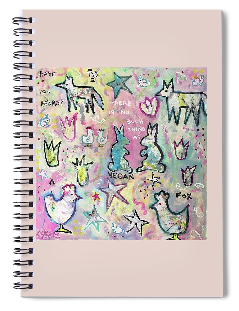 Bunnies Spiral Notebook featuring the painting Modern Fairy Tale by Cyndie Katz