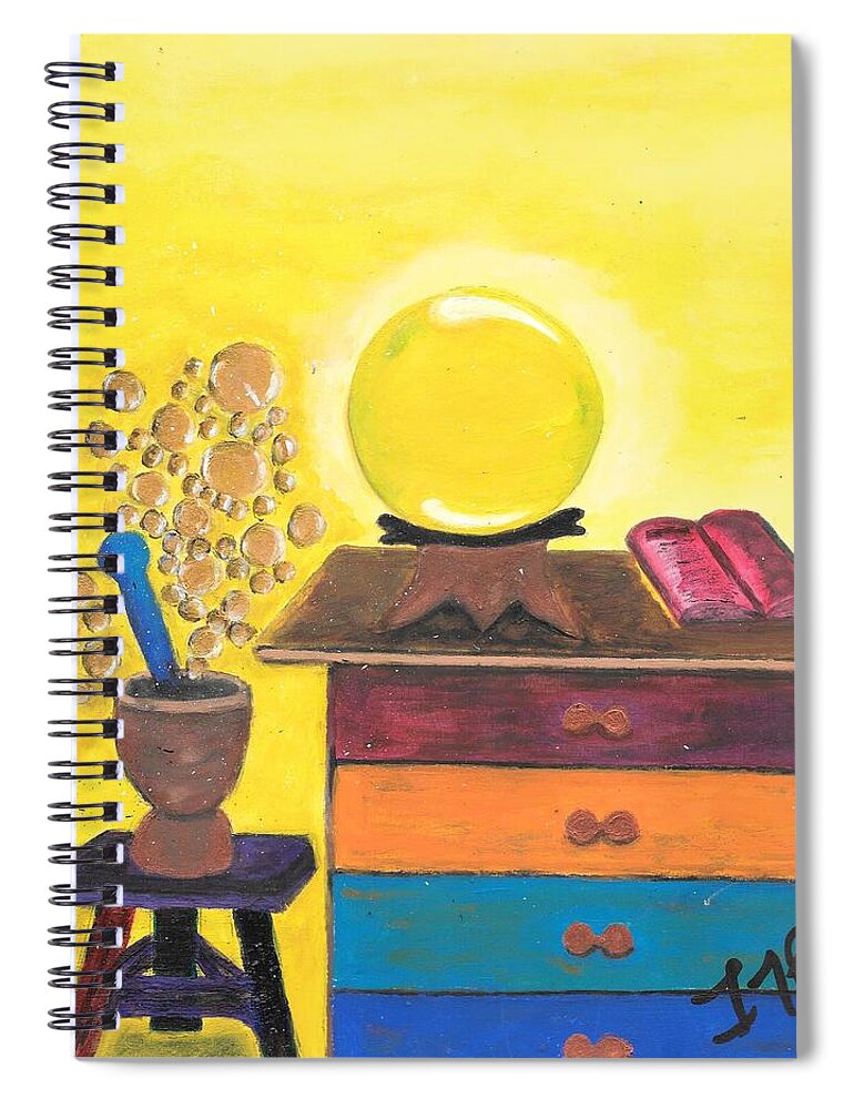 White Magic Spiral Notebook featuring the painting Modern Mysticism by Esoteric Gardens KN