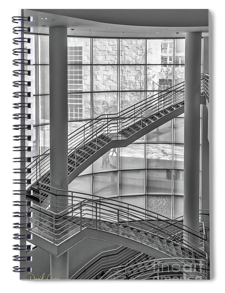 Black And White Spiral Notebook featuring the photograph Modern Staircase in the Getty by David Levin