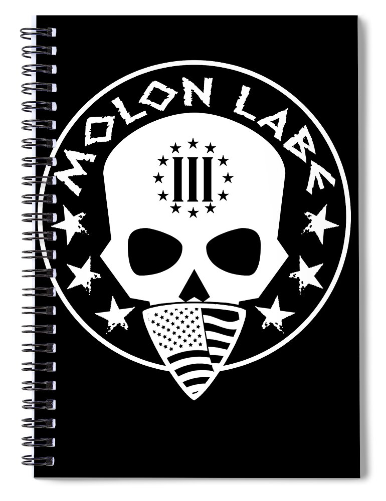 Military Spiral Notebook featuring the digital art Molon Labe Three Percenter Skull Bandana by Jacob Zelazny