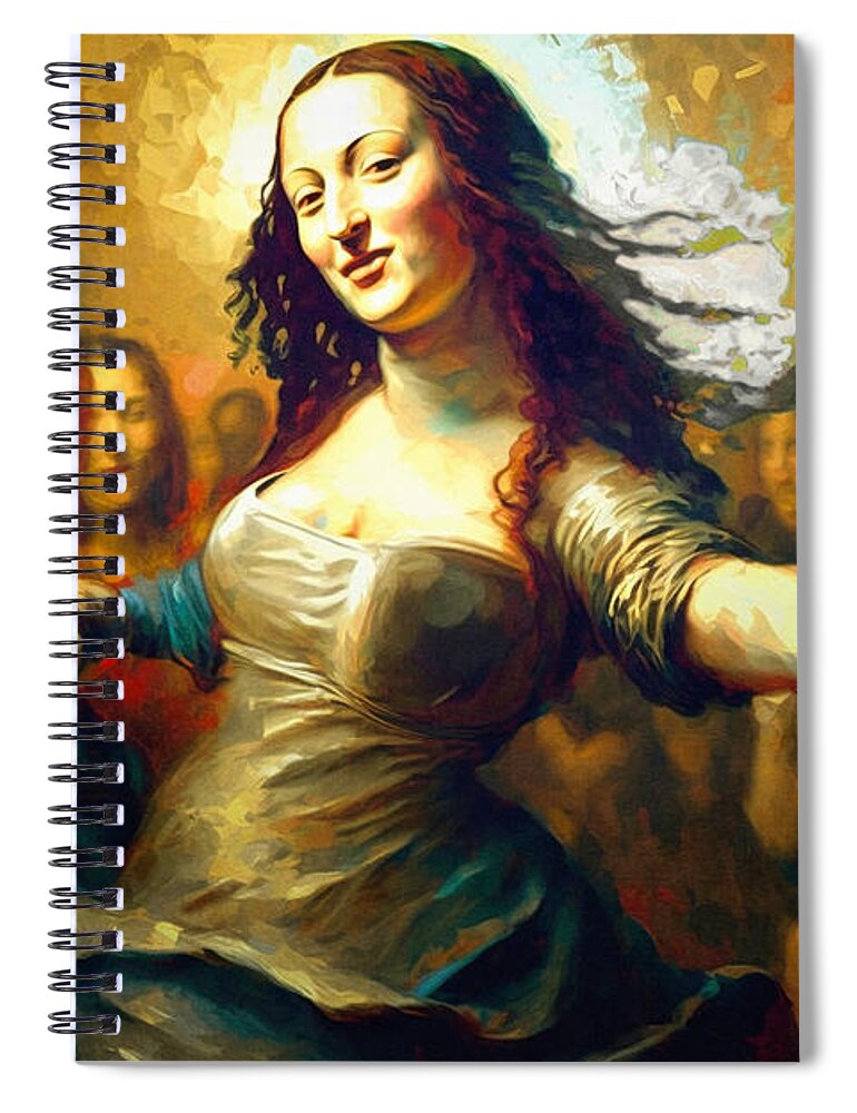 Figurative Spiral Notebook featuring the digital art Mona Lisa Party Girl by Craig Boehman