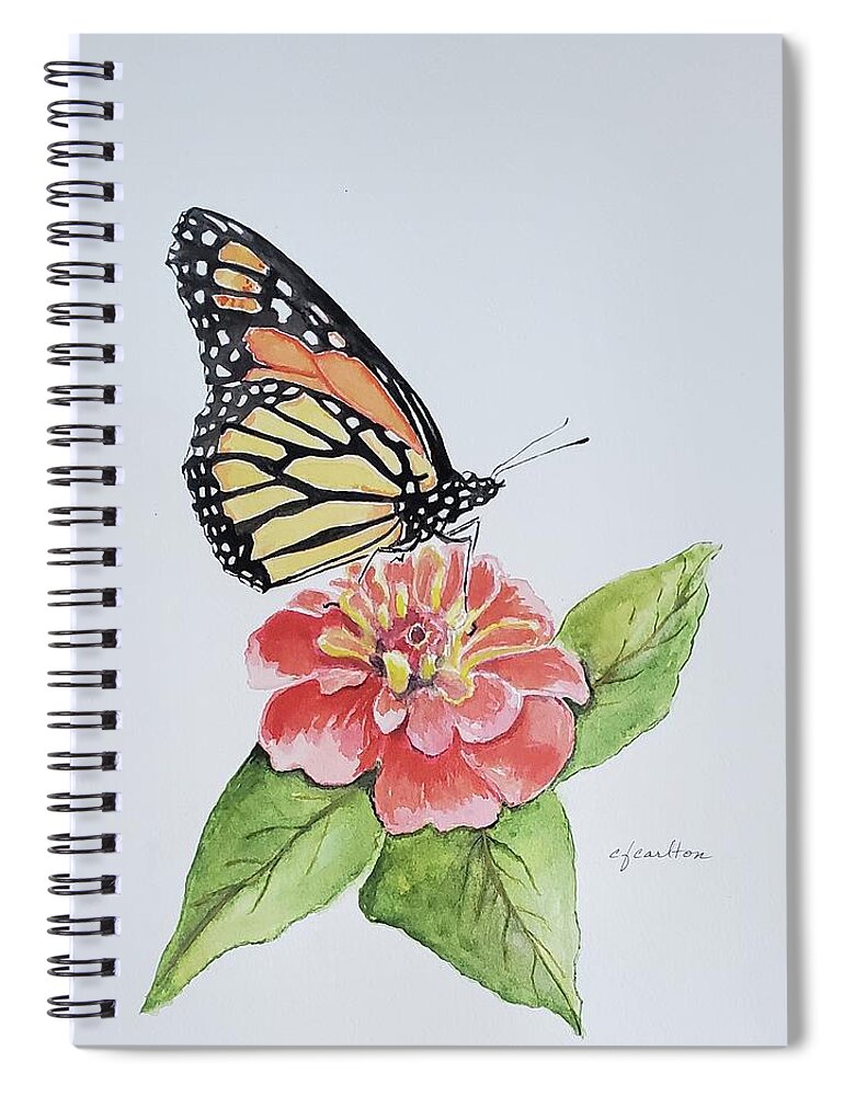 Monarch Spiral Notebook featuring the painting Monarch Delight by Claudette Carlton