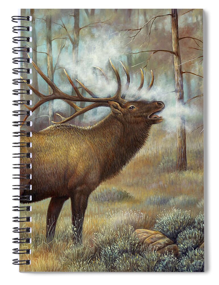 Elk Spiral Notebook featuring the painting Monarch by Ricardo Chavez-Mendez