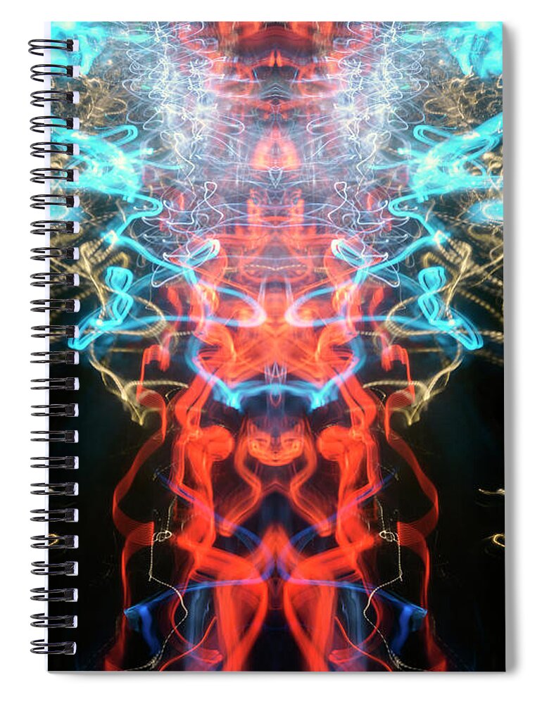 Lightpainting Spiral Notebook featuring the photograph Mono Symmetry Lightpainting Number 2 by John Williams