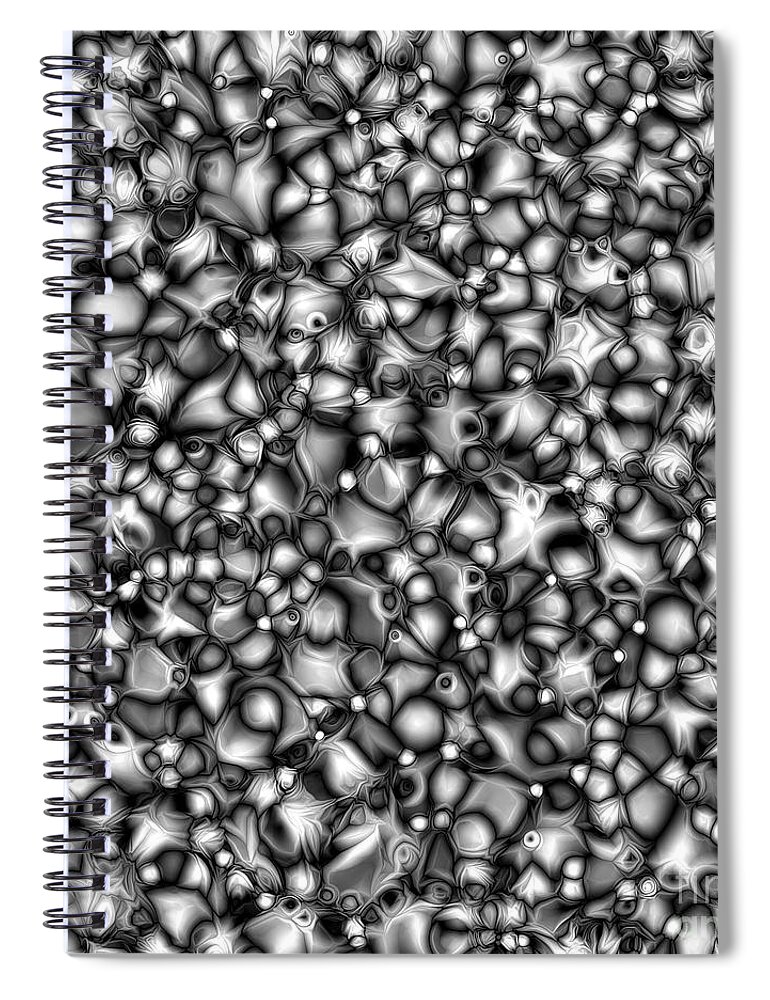 Black And White Spiral Notebook featuring the digital art Monochromatic Chaos by Phil Perkins