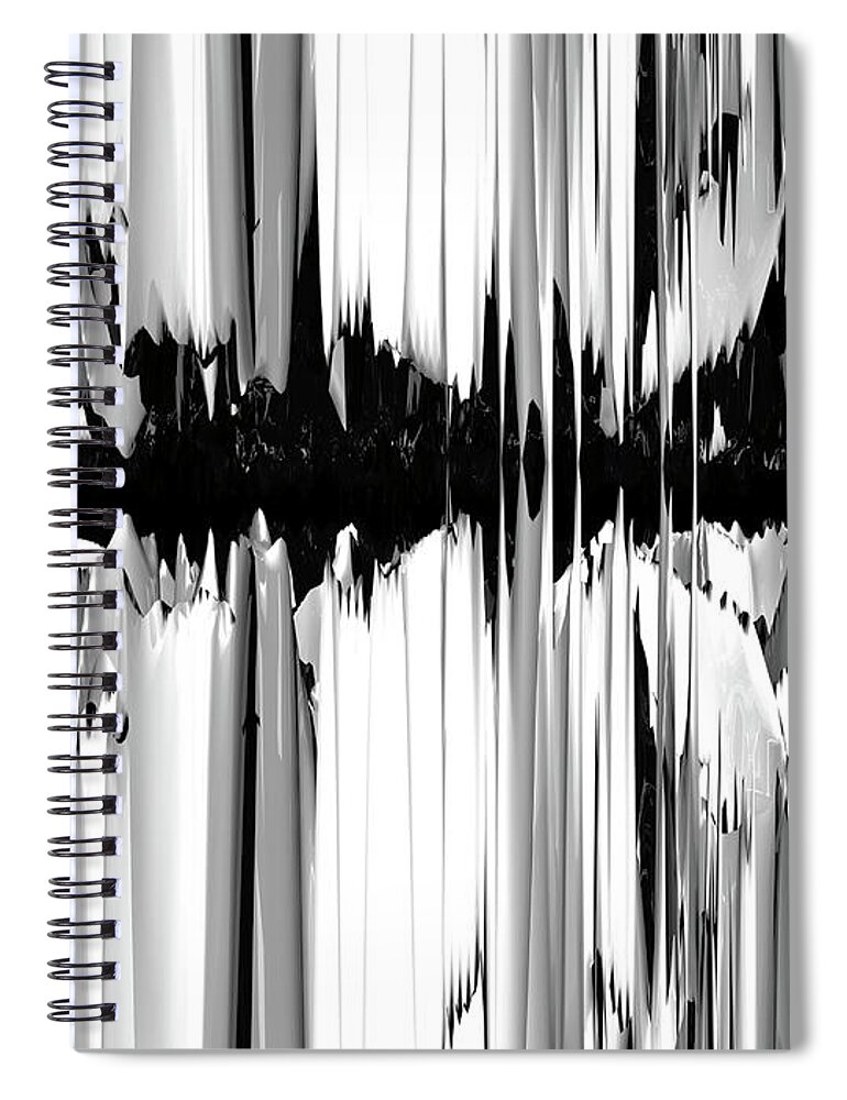 Mirror Image Spiral Notebook featuring the digital art Monotone Fractal Reflection by Phil Perkins