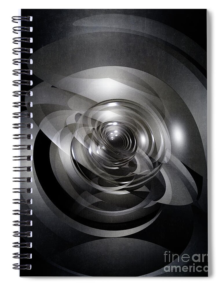 Mirror Spiral Notebook featuring the digital art Monotone Mirror by Phil Perkins
