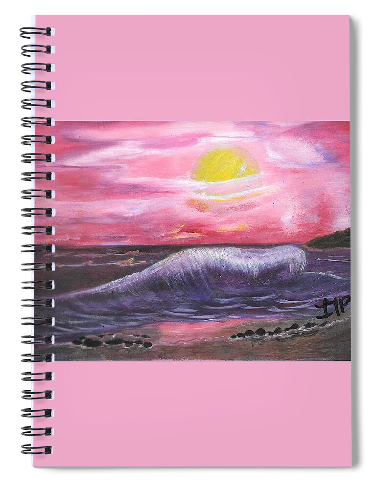 Wave Spiral Notebook featuring the painting Monster Wave by Esoteric Gardens KN
