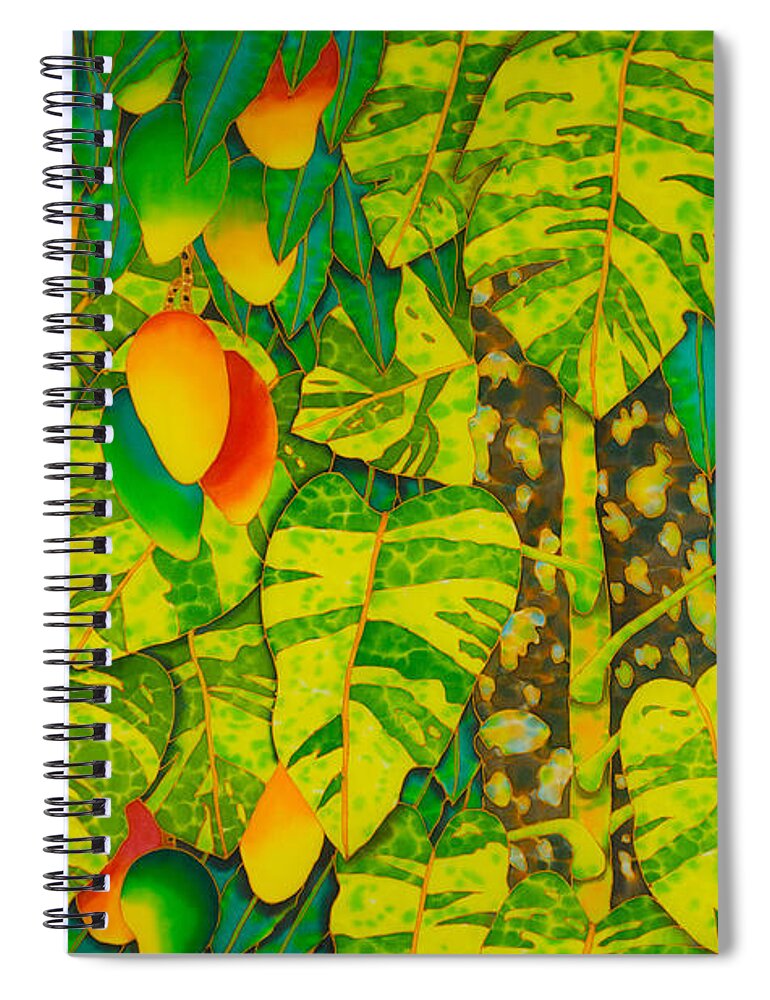 Monstera Plant Spiral Notebook featuring the painting Monstera and Mango by Daniel Jean-Baptiste