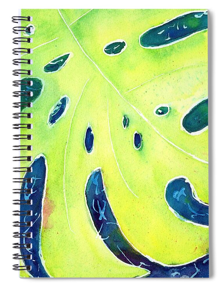 Monstera Spiral Notebook featuring the painting Monstera Tropical Leaves 4 by Carlin Blahnik CarlinArtWatercolor