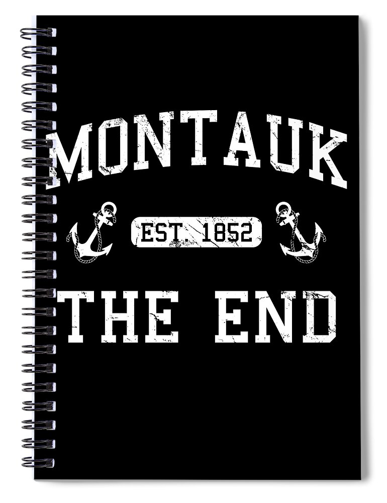Funny Spiral Notebook featuring the digital art Montauk Established 1852 by Flippin Sweet Gear